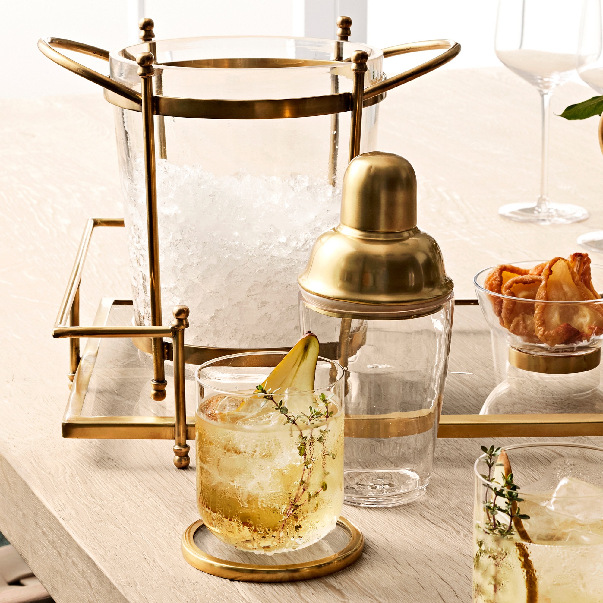 Antique Brass & Glass Champagne Bucket