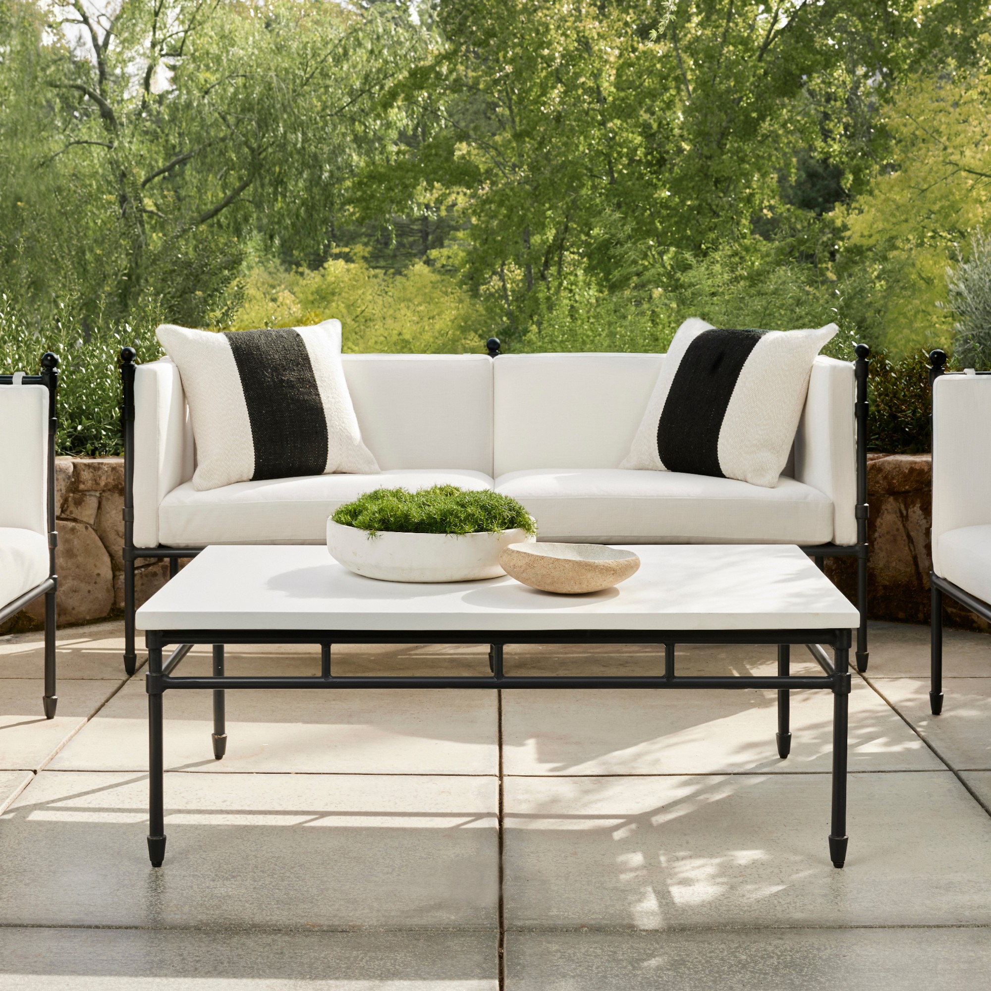 Calistoga Outdoor Fiberstone Rectangular Coffee Table (48