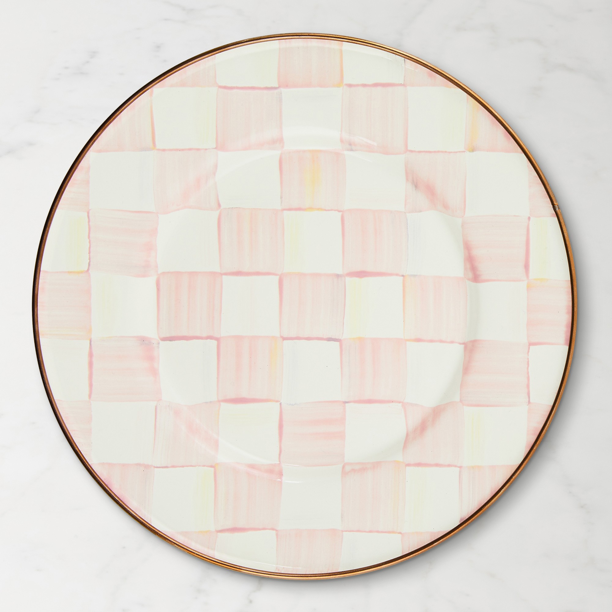 MacKenzie-Childs Rosy Check Enamel Salad Plate