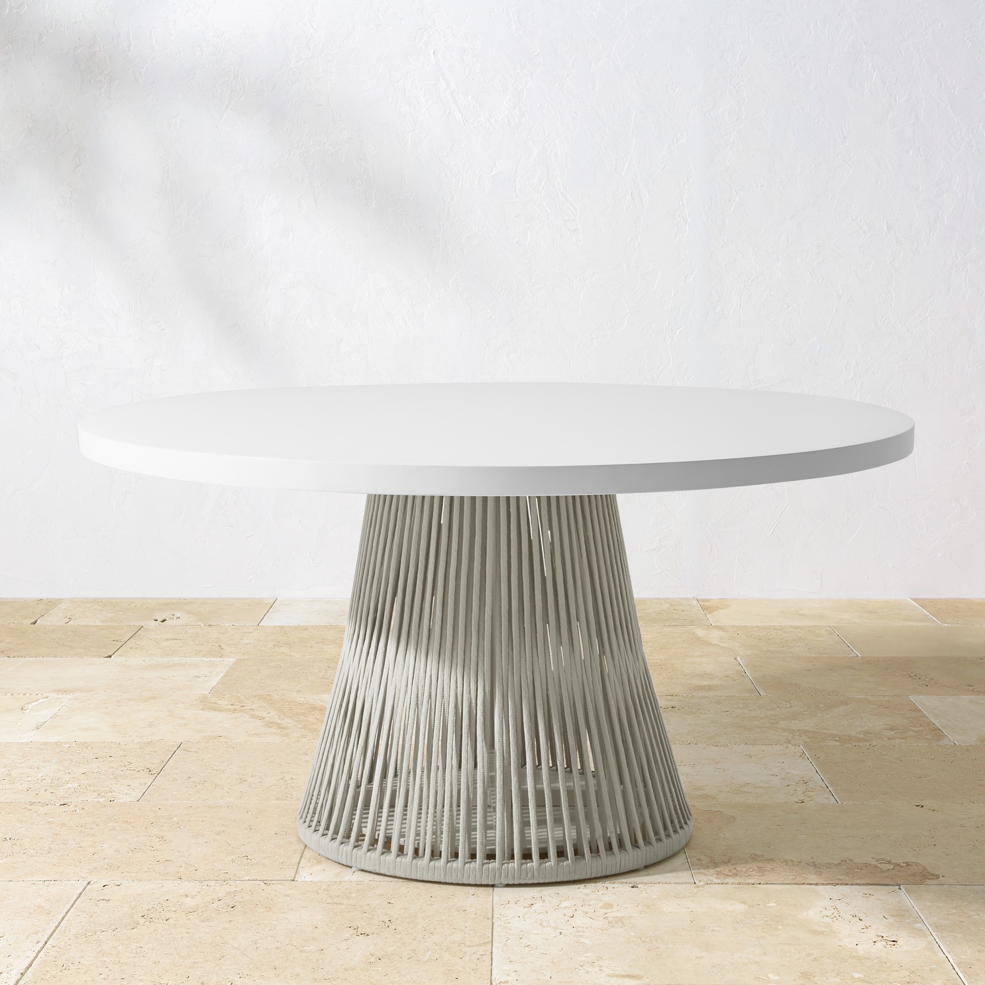 Pasadena Outdoor Fiberstone and Rope Round Dining Table (60