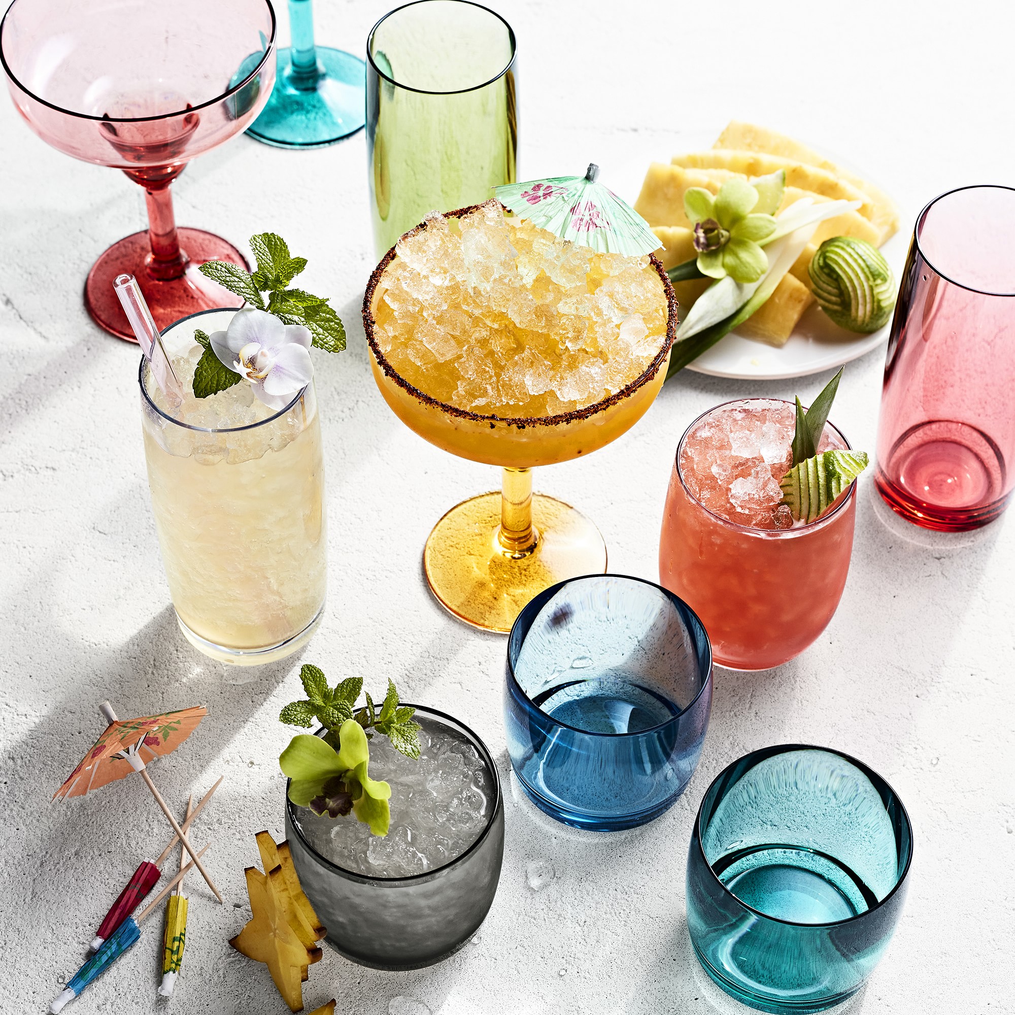 DuraClear® Tritan Outdoor Multicolored Double Old-Fashioned Glasses, Set of 6