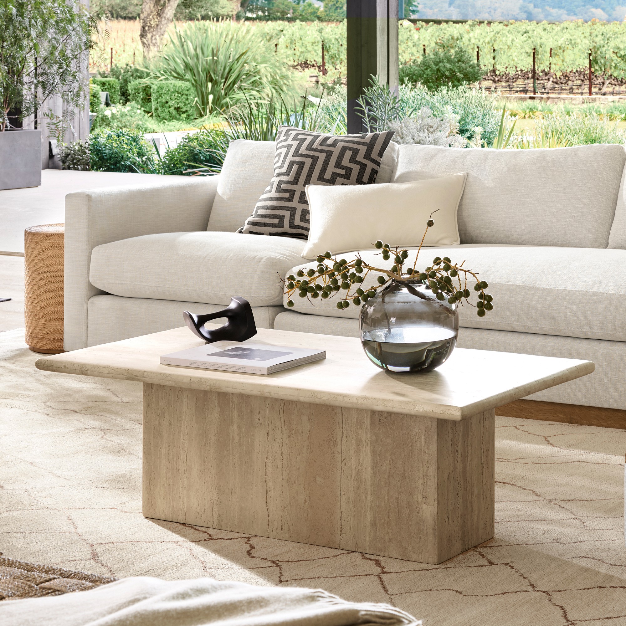 Ortega Travertine Rectangular Coffee Table (48