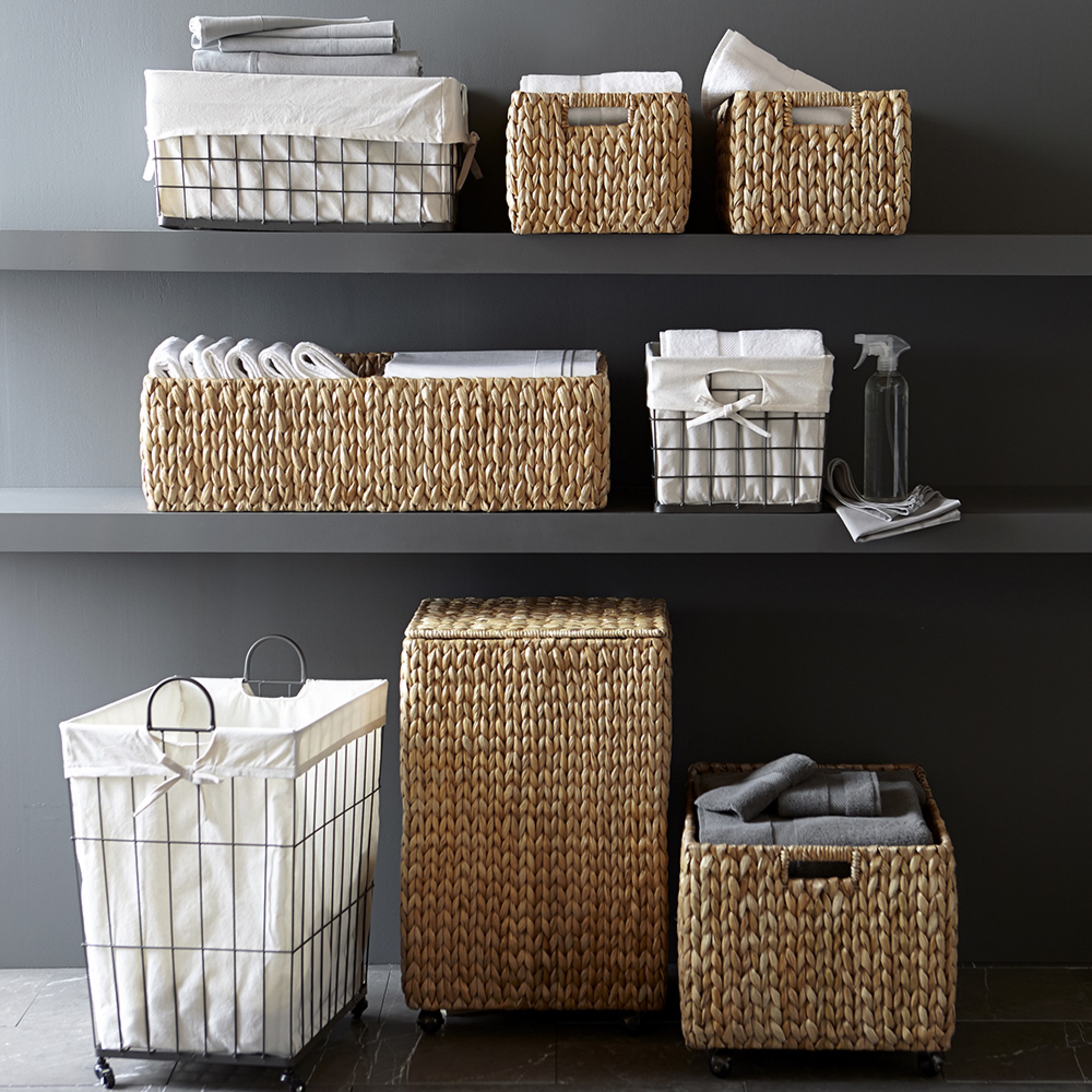 Nantucket Woven Seagrass Rectangular Bin on Wheels