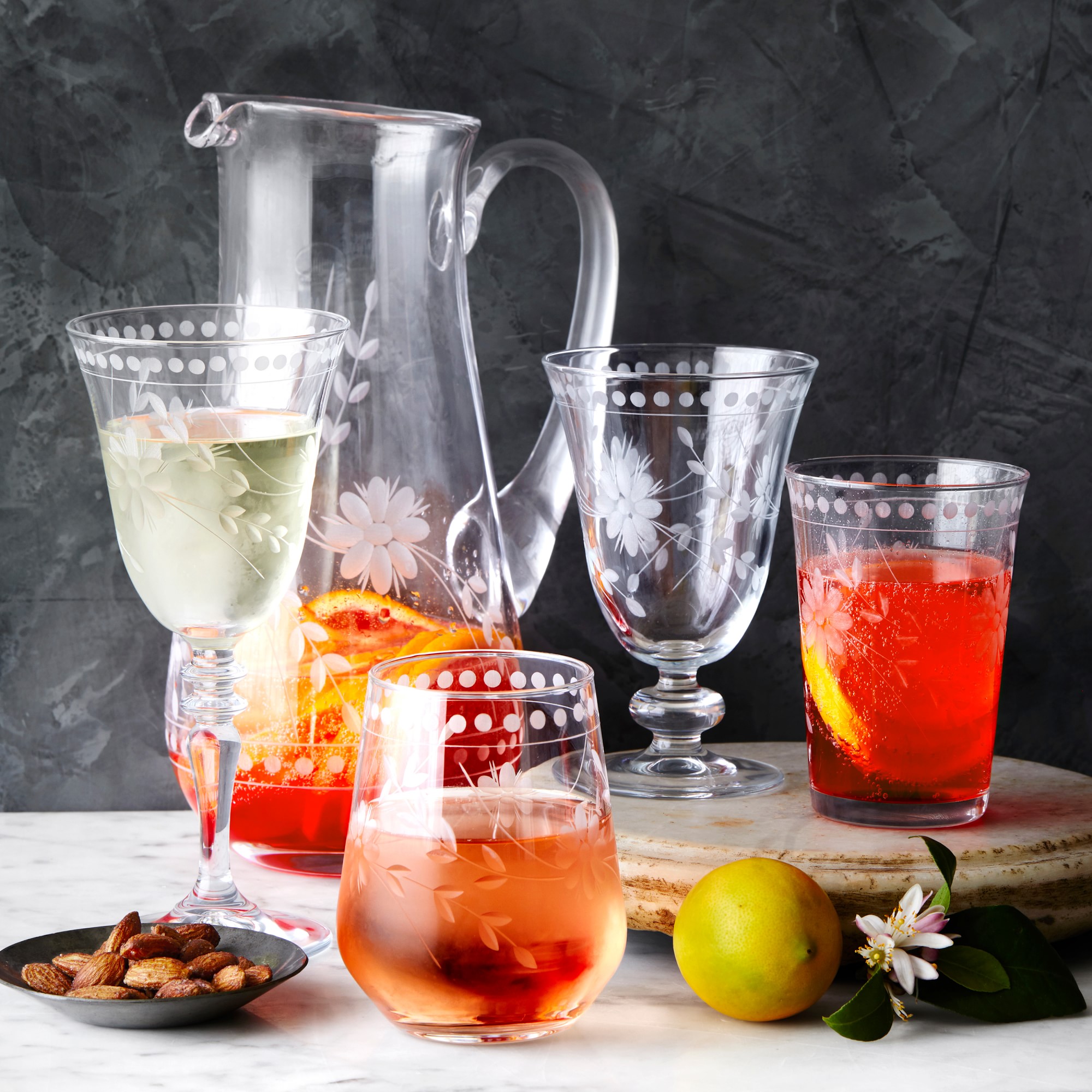 Vintage Etched Pitcher