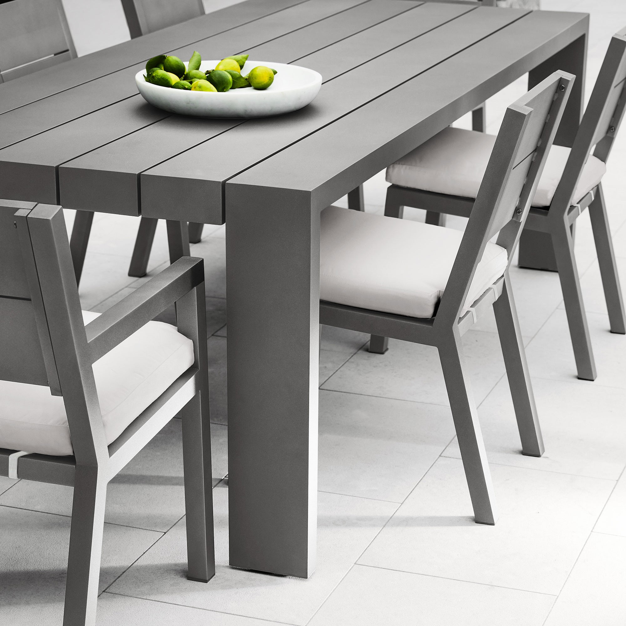 Larnaca Slate Grey Metal Dining Table & Dining Chairs (94