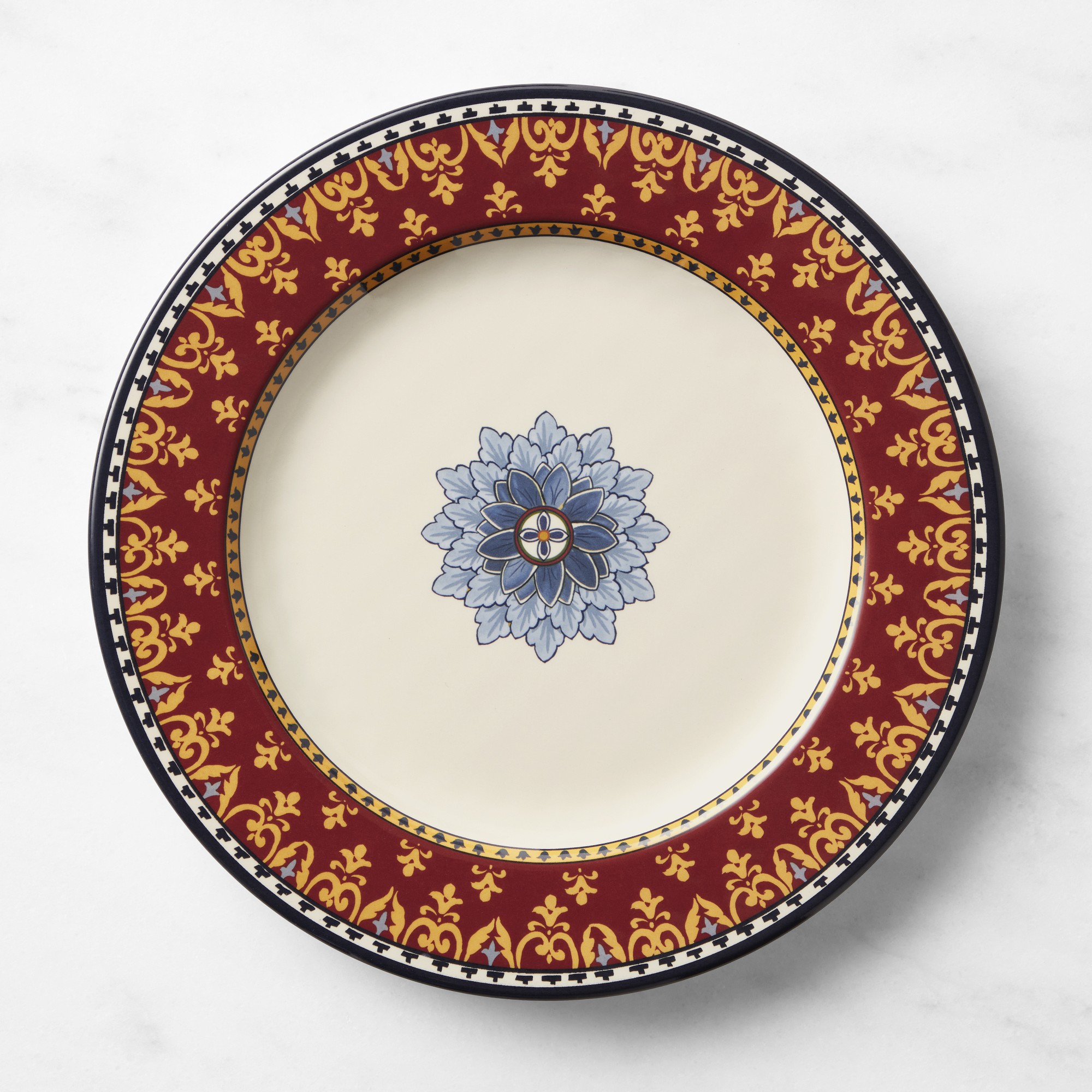Sicily Red Outdoor Melamine Dinner Plates, Set of 4
