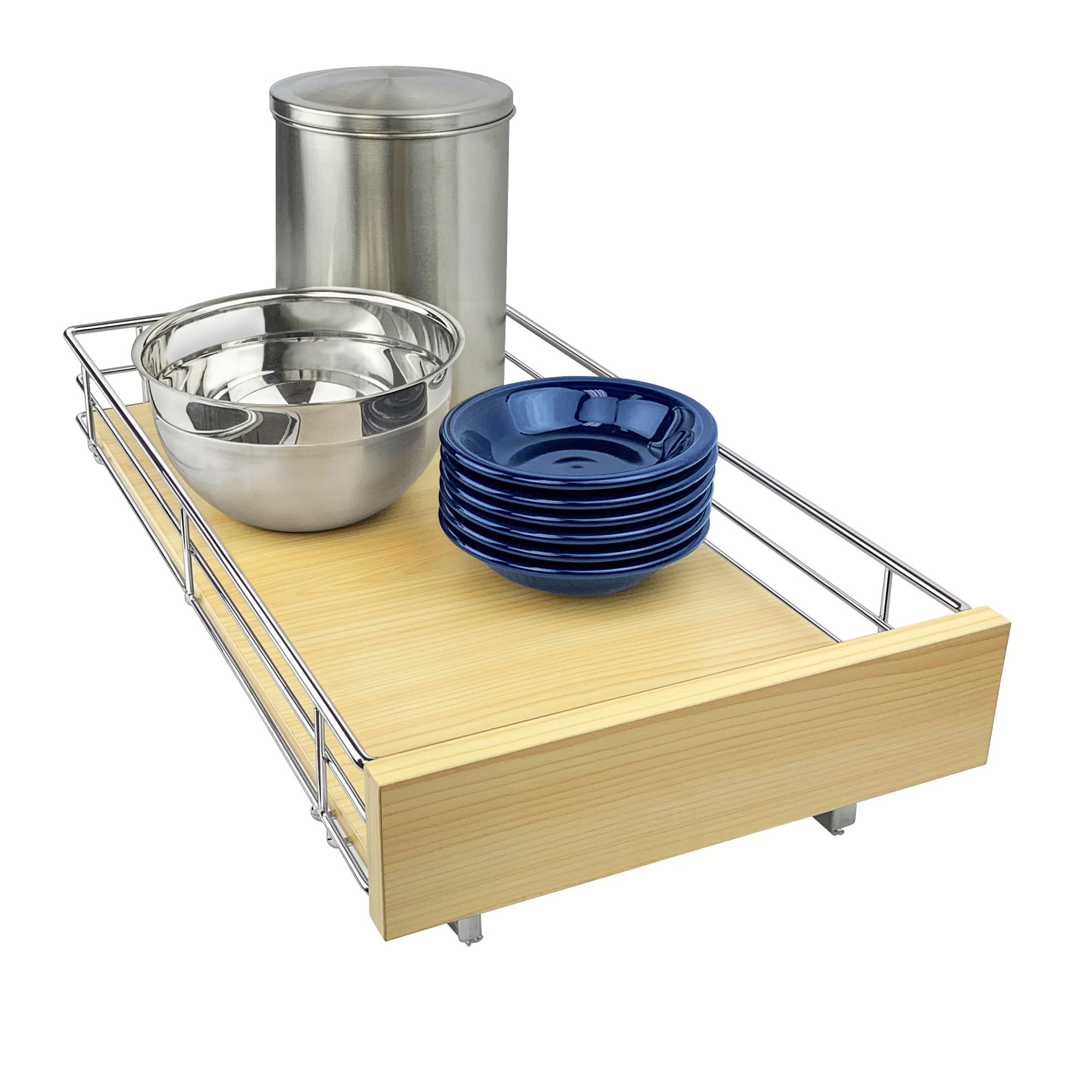 Lynk Slide Out Drawer, Wood & Chrome