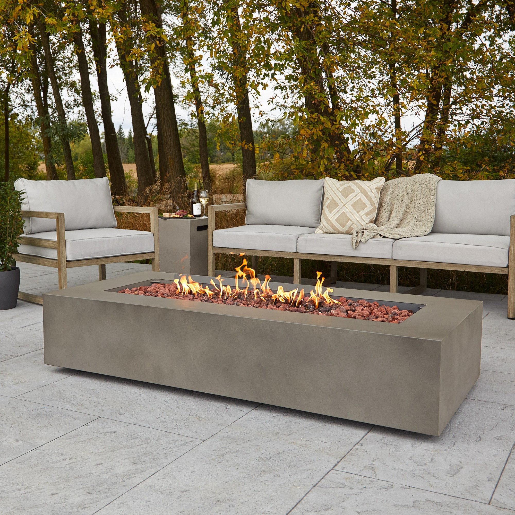 Cardona Mist Grey Rectangle Propane Fire Table with Natural Gas Conversion Kit (70