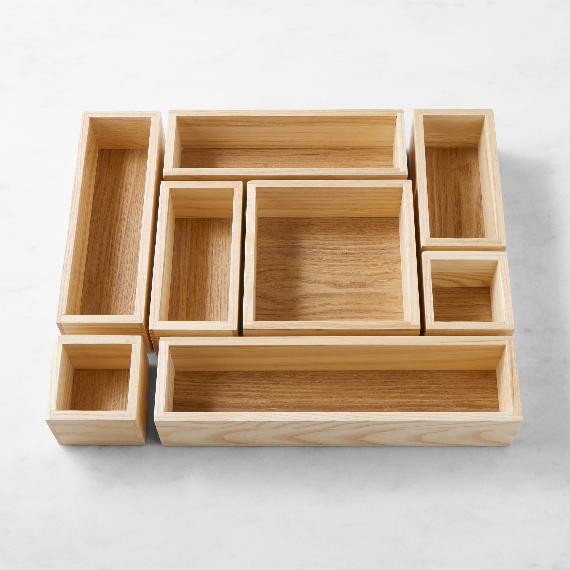 Hold Everything In-Drawer Modular Bins, Set of 8, Ashwood