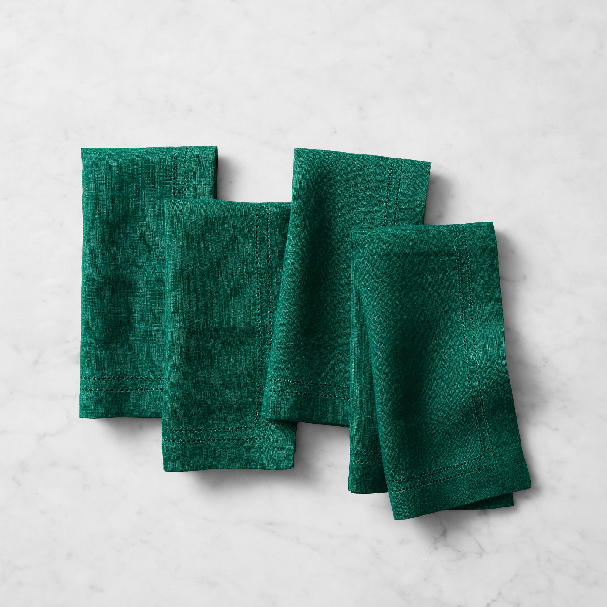 Linen Double Hemstitch Napkins, Set of 4