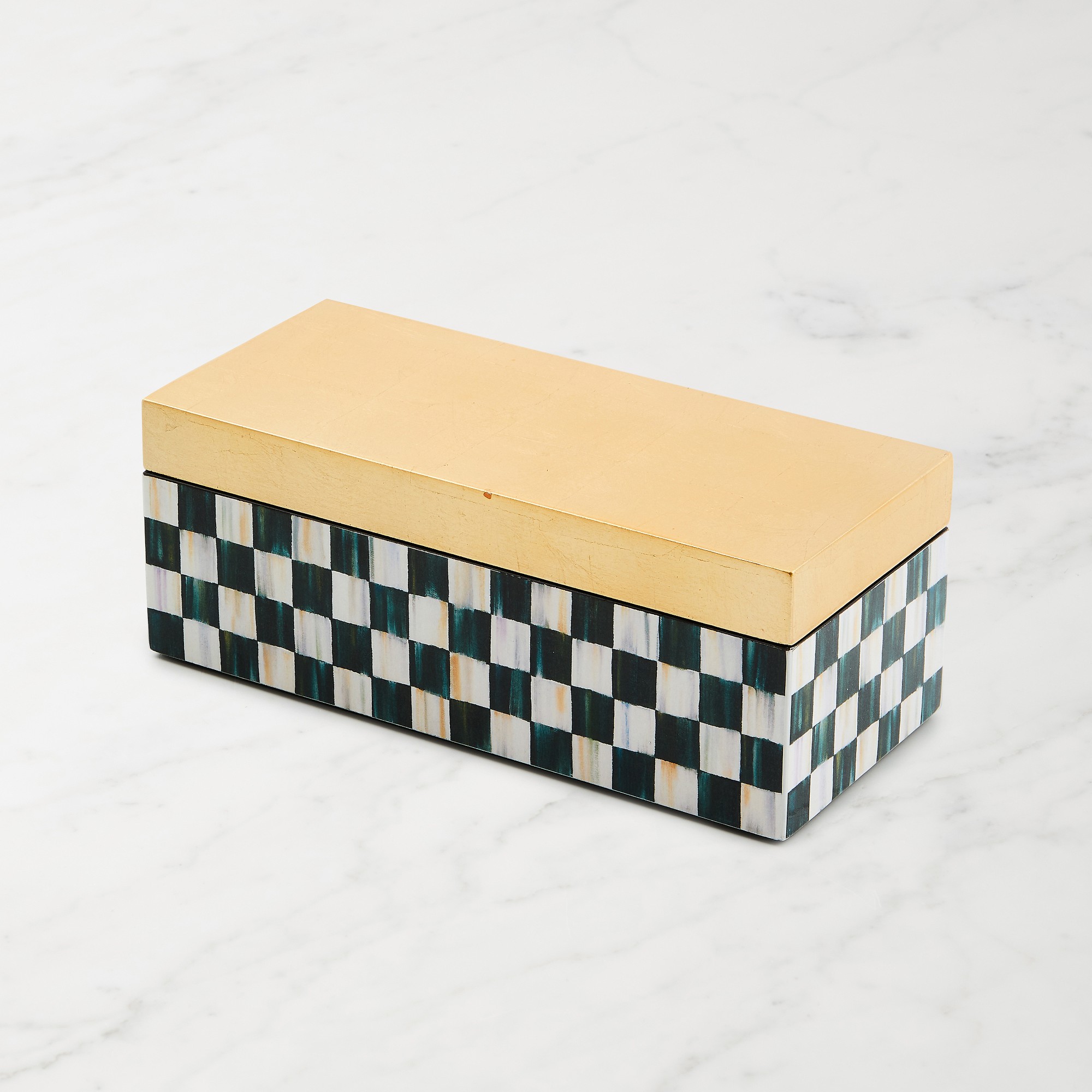 MacKenzie-Childs Courtly Check Small Lacquer Decorative Box, Hinge Lid