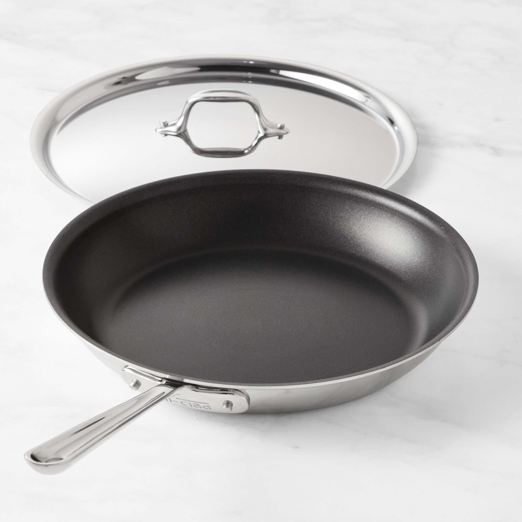 All-Clad D3® Triply Stainless-Steel Nonstick Covered Fry Pan, 12