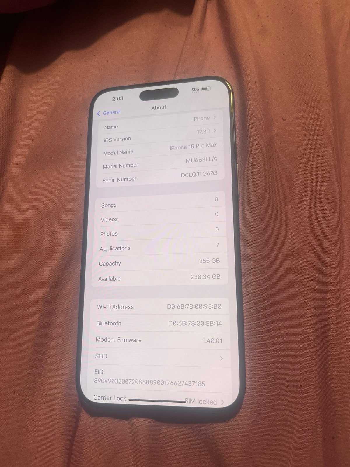 iPhone 15 pro max 256GB 1A61