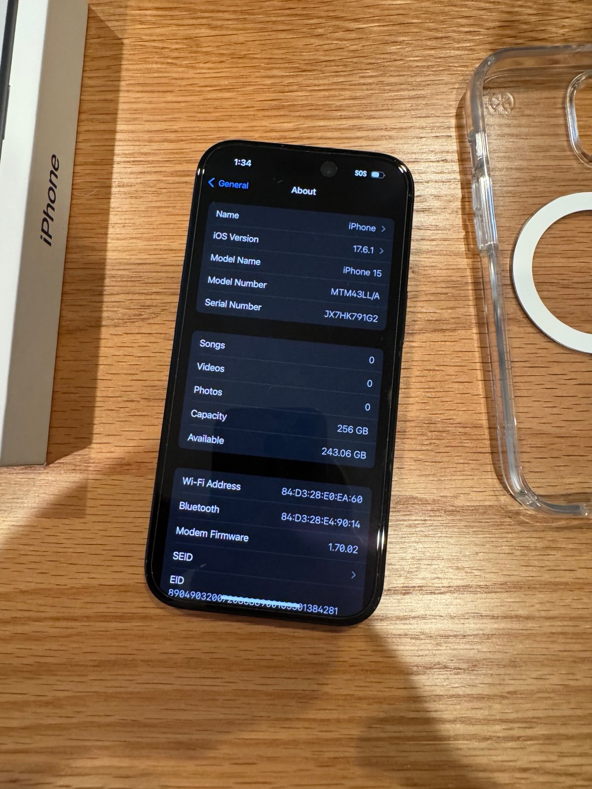 Apple iPhone 15 Black 256GB T-Mobile Carrier 9A36