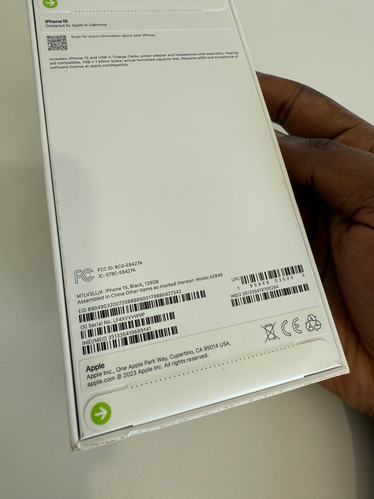 Brand New Sealed Apple iPhone 15 - 128GB - Black AT&T Or Cricket ONLY 5L28