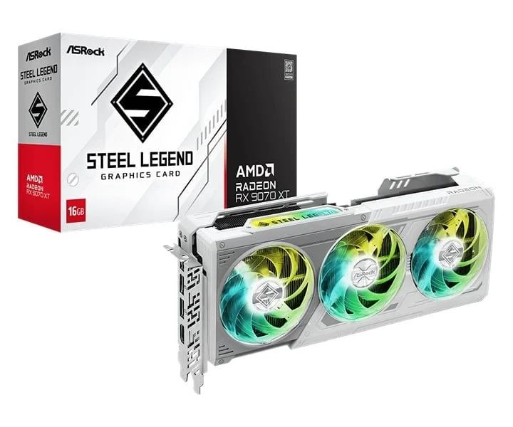ASRock Steel Legend Radeon RX 9070 XT 16GB GDDR6 Graphics Card