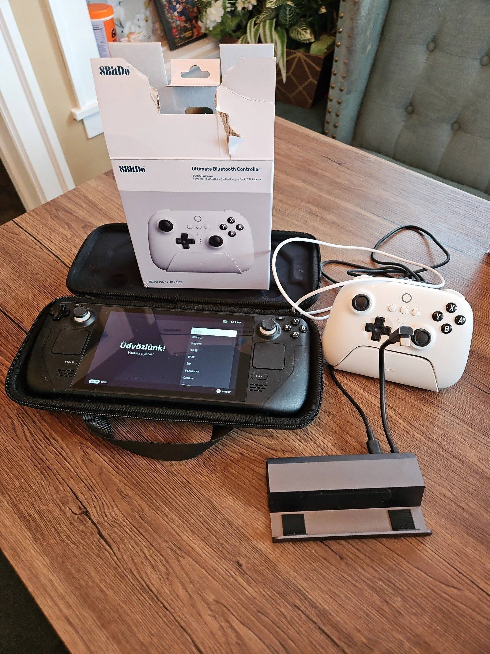 steam deck 256gb with jsaux dock and 8bitDo bluetooth/2.4g wireless controller 6E87