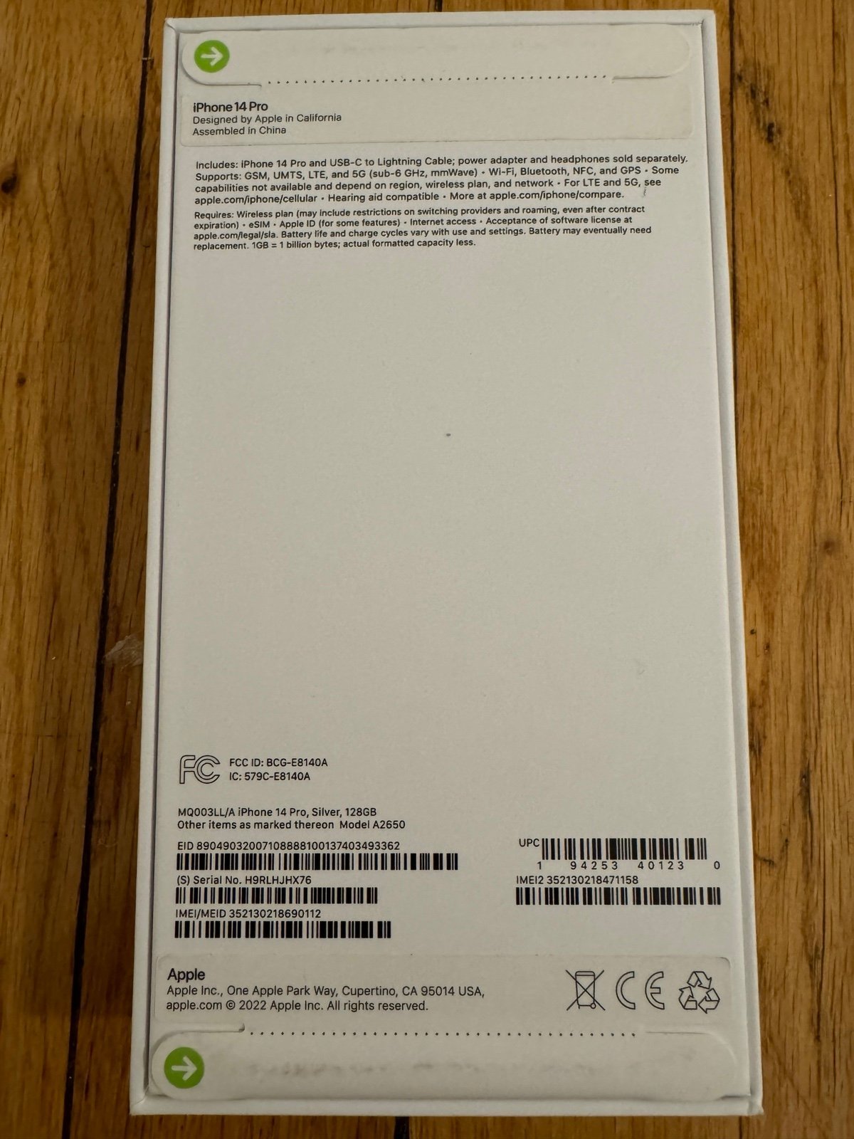 Apple iPhone 14 Pro 128 GB in Silver for Verizon 9T15