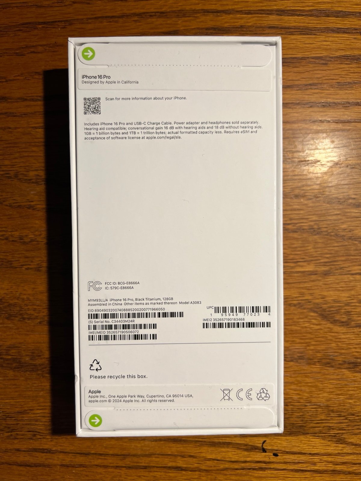 Apple iPhone 16 Pro (Black Titanium) 128GB [NEW - UNLOCKED] 2P16