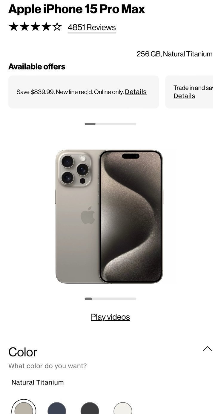 Apple iphone 15 pro max fully unlocked iPhone 15 Pro Max 256GB Natural Titanium 7V88