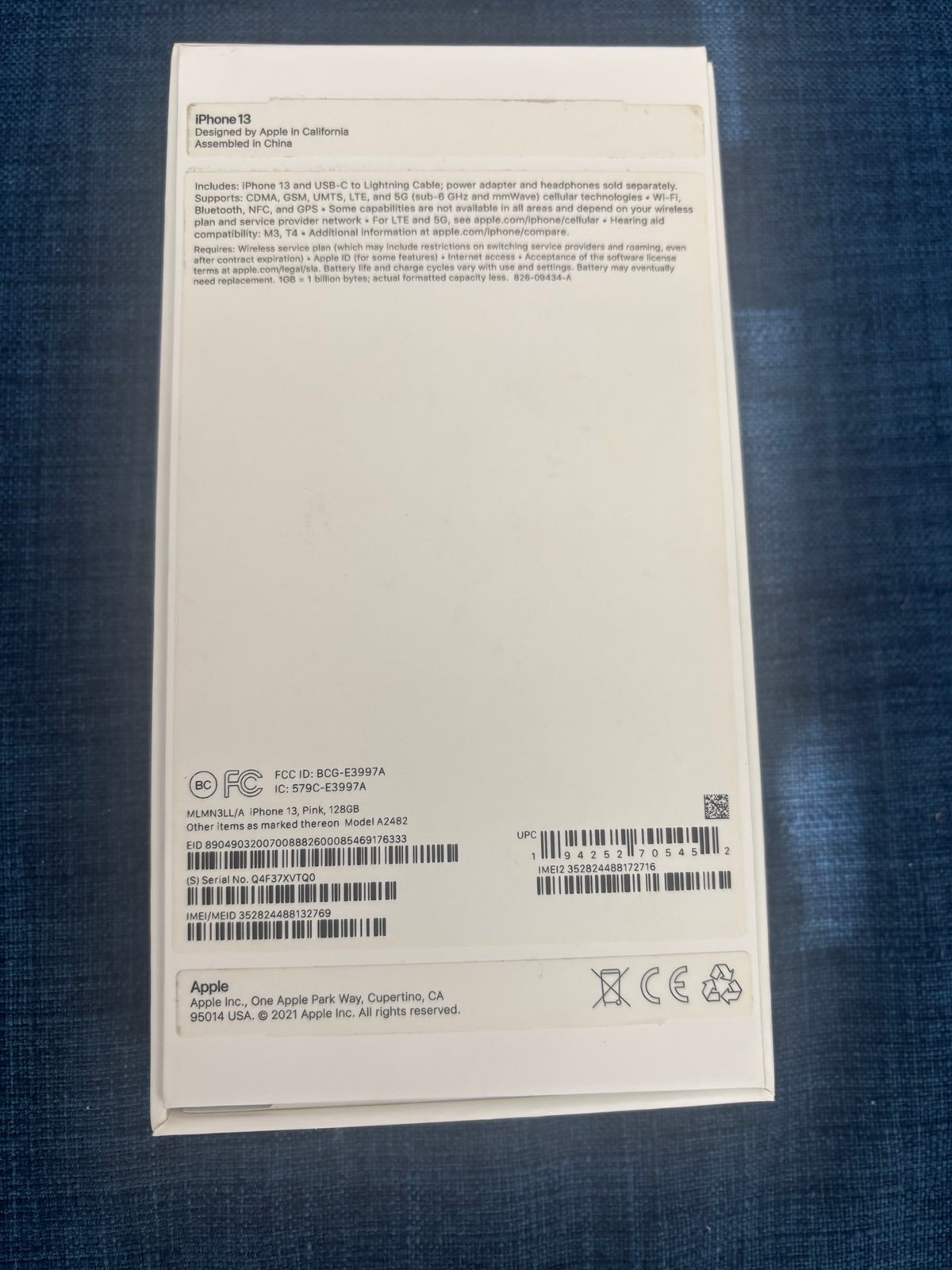 Apple iPhone13 128 GB Unlocked 9N18