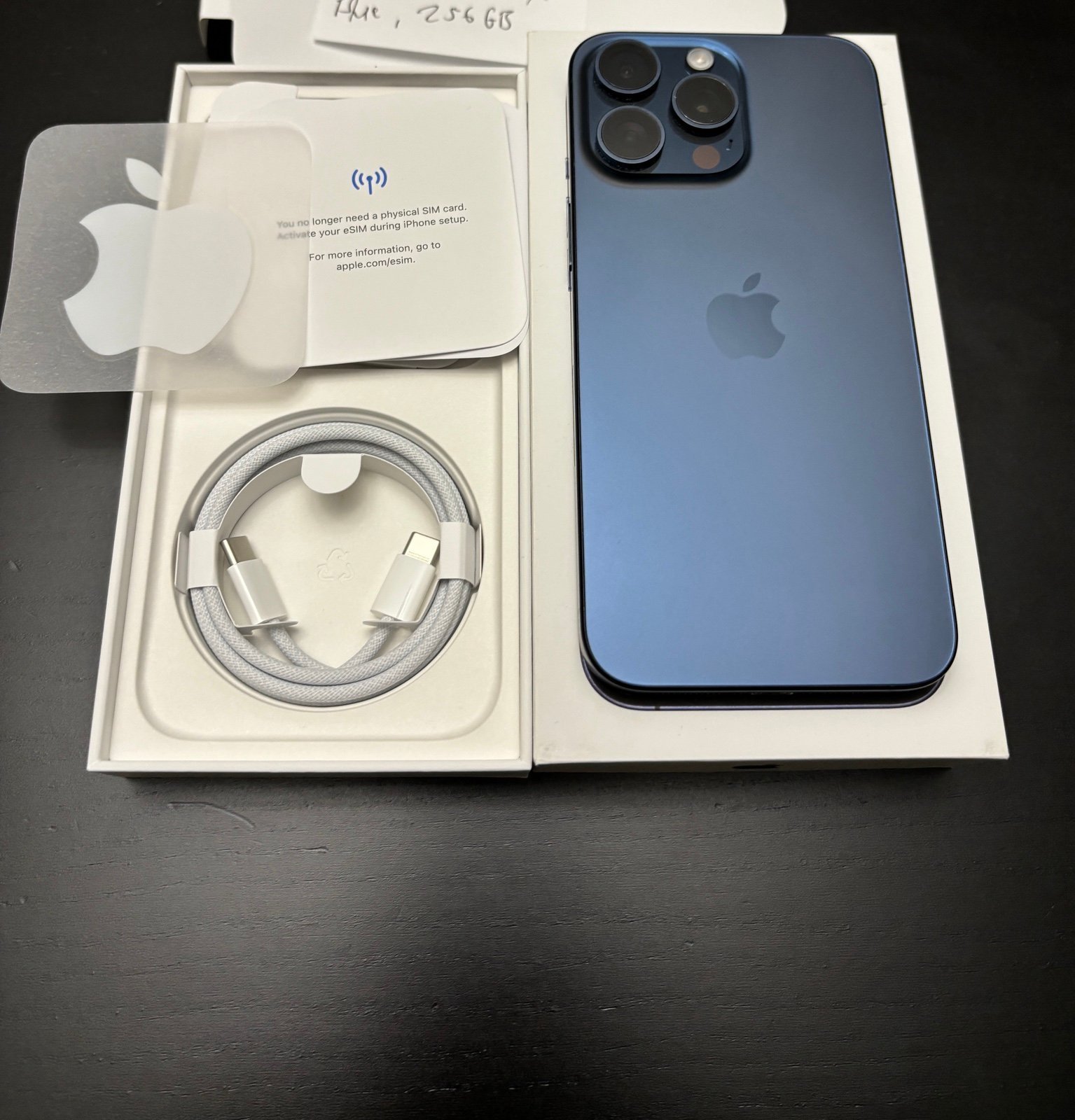 Apple iPhone 15 Pro Max Blue 256GB 100% Battery 1Z88