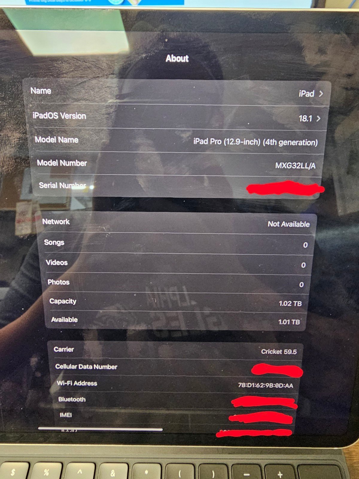 Apple iPad Pro 4Gen 12.9inch 1tb unlock LTE WITH KEYBOARD! 9T93