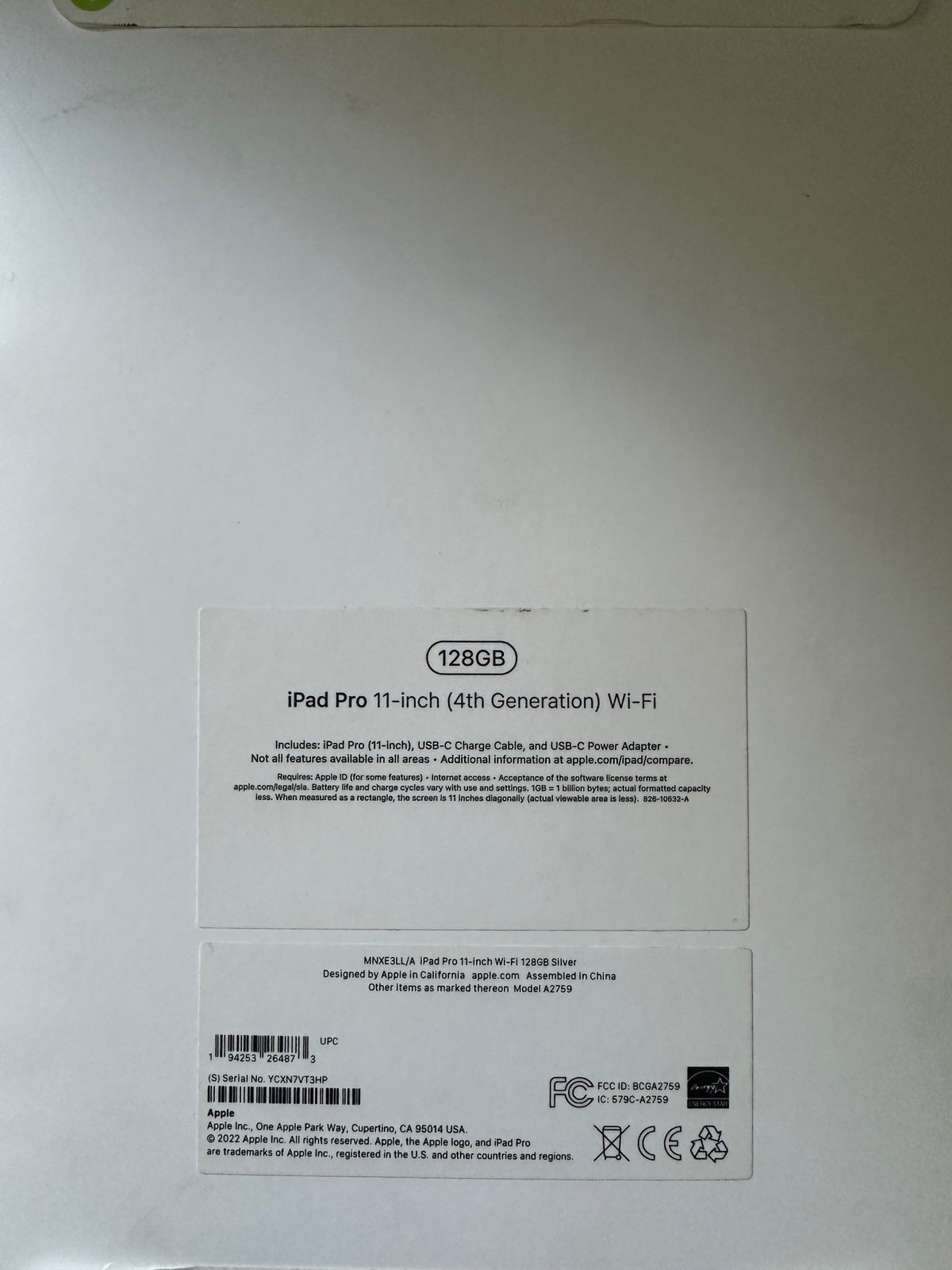 New Apple iPad Pro M2 4th Generation 11- inch (Wifi) (128GB) 5U22