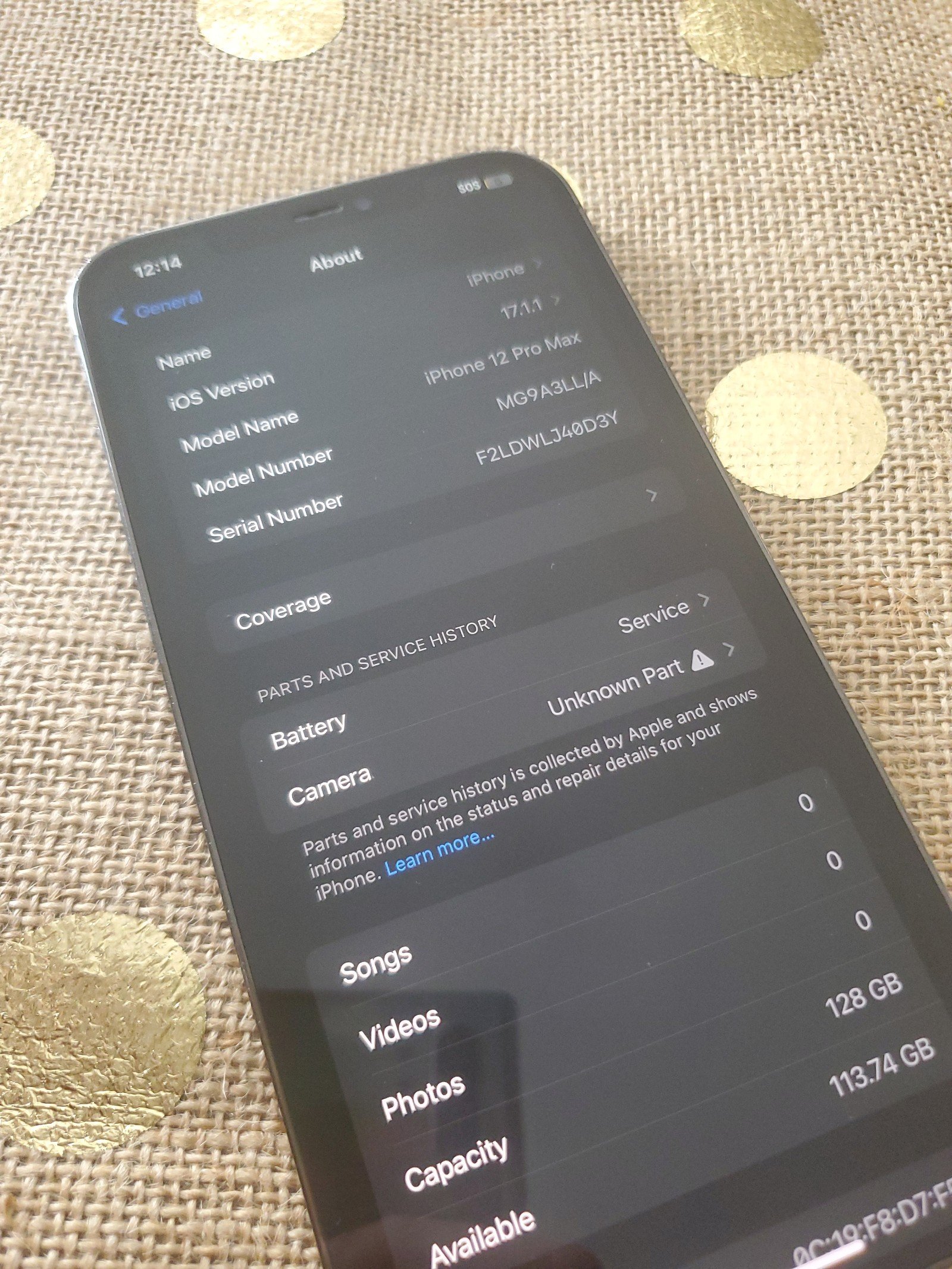 Apple iPhone 12 Pro Max 128 GB in Graphite for Unlocked 1G81