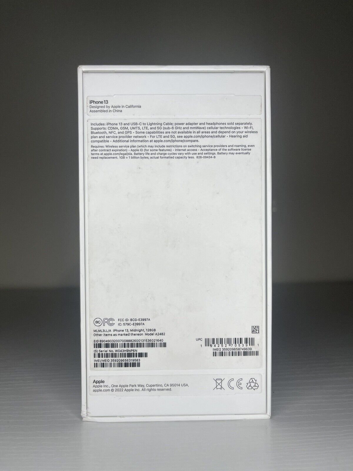 Apple iPhone 13 - 128 GB - Midnight (T-Mobile) - OPEN BOX; NEVER USED 6M93