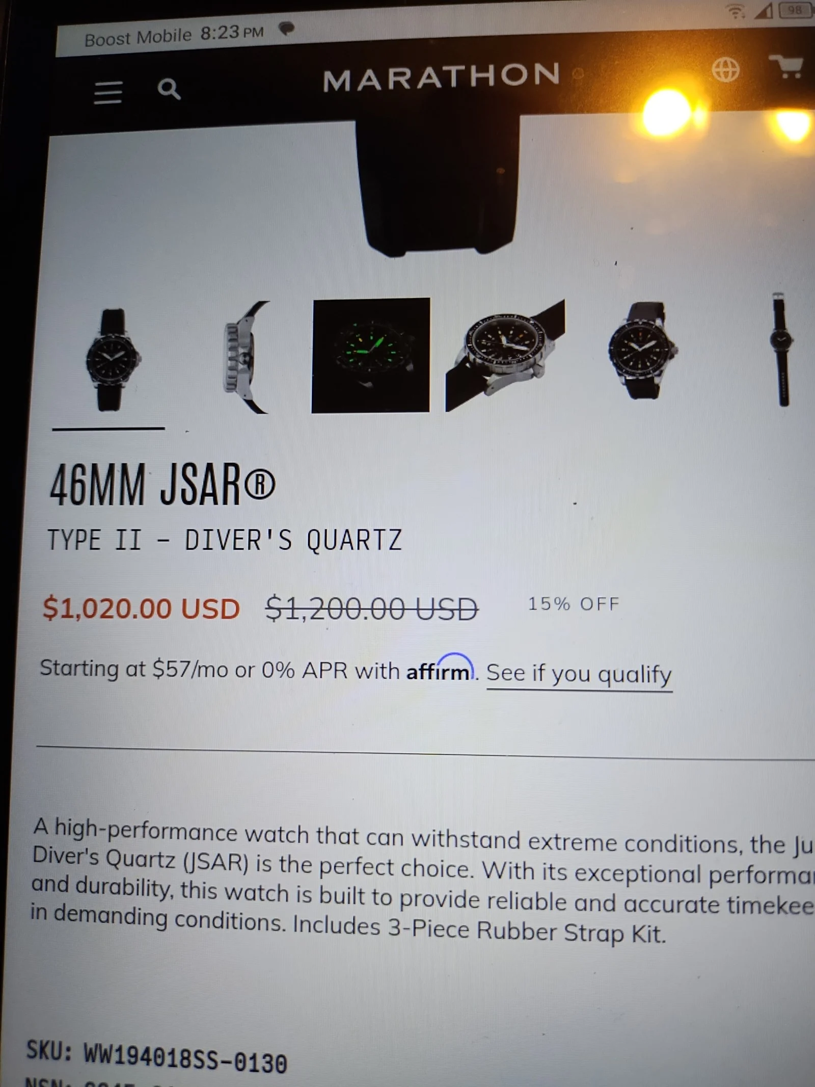 Like new marathon dive watch mint condition.