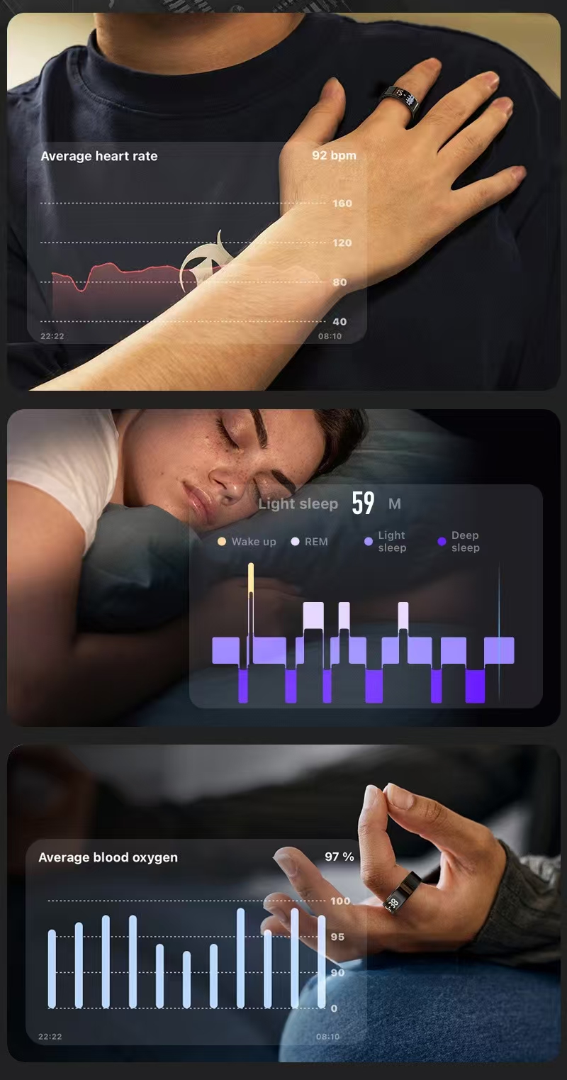 Best-selling smart ring, inlaid with luminous dragon pattern, a ring that detects heart rate, blood oxygen, sleep and health- BBG70