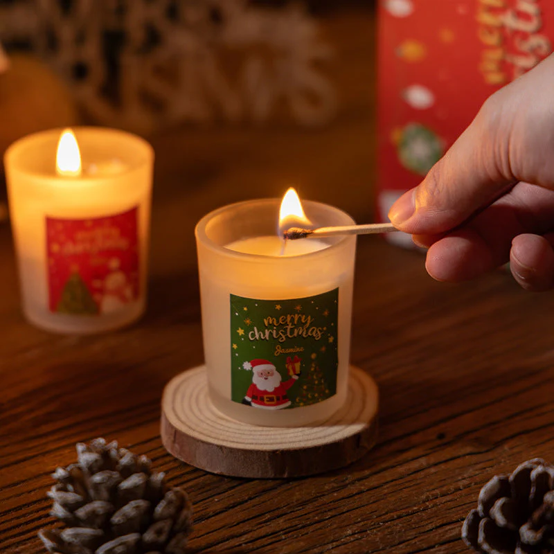 Atmosphere-Christmas glass plant soy wax scented candle gift box, long-lasting scented candles at home