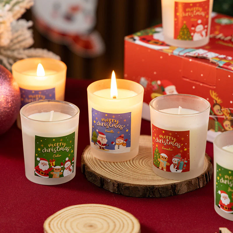 Atmosphere-Christmas glass plant soy wax scented candle gift box, long-lasting scented candles at home