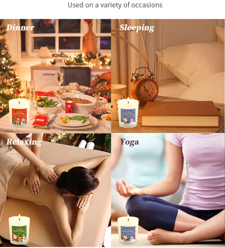 Atmosphere-Christmas glass plant soy wax scented candle gift box, long-lasting scented candles at home