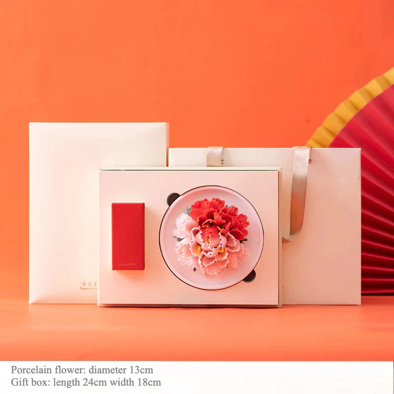 Intangible Cultural Heritage Hand-Pinched Ceramic Flower Aromatherapy Gift Box, Birthday Diffuser Stone, Fragrance Gift