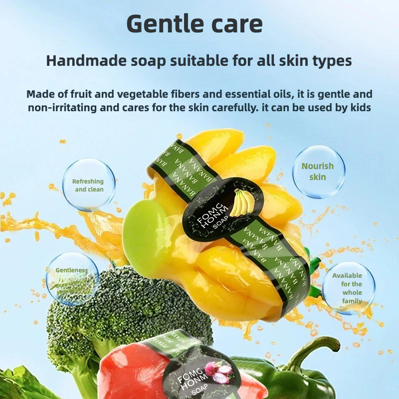 Pure natural three-dimensional fruit essential oil handmade soap, cleans, refreshes and controls oil