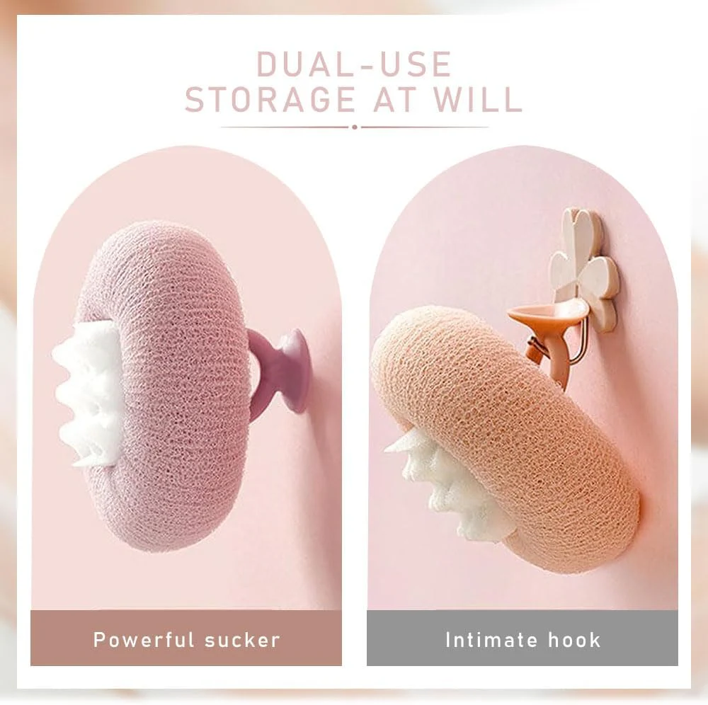 Super Soft Sunflower Suction Cup Bath Ball, 2024 Upgraded 2-in-1 Sunflower Bath Ball Exfoliating Bath Sponge Cleaning Brush, Sponge Mesh Pouf Shower Ball for Women, Men Shower