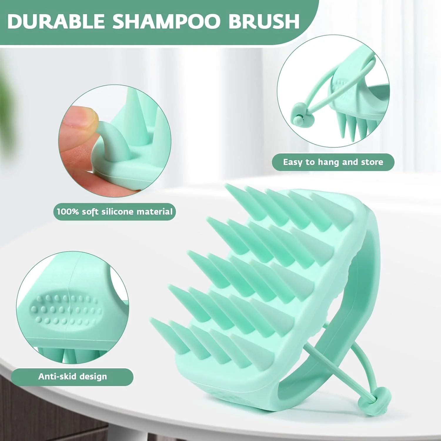 Massage Brush for Scalp, Silicone, Shampoo Brush, Improves Blood Circulation of the Scalp, Perfect for Relaxation, Hair Washing Brush, Hair Gro