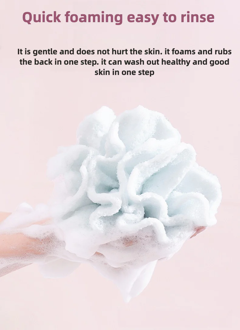 Bath Ball Pulling The Back Strip 2 in 1, Stretchable Drawstring Back Strip Bath Ball,Soft Bathing Shower Puff Body Cleaner for Men and Women