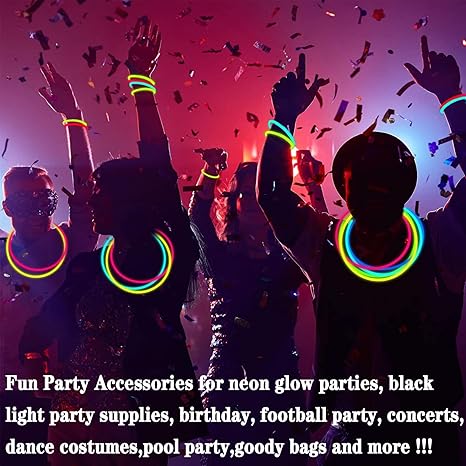 Glow Sticks Bulk Party Pack with Connectors