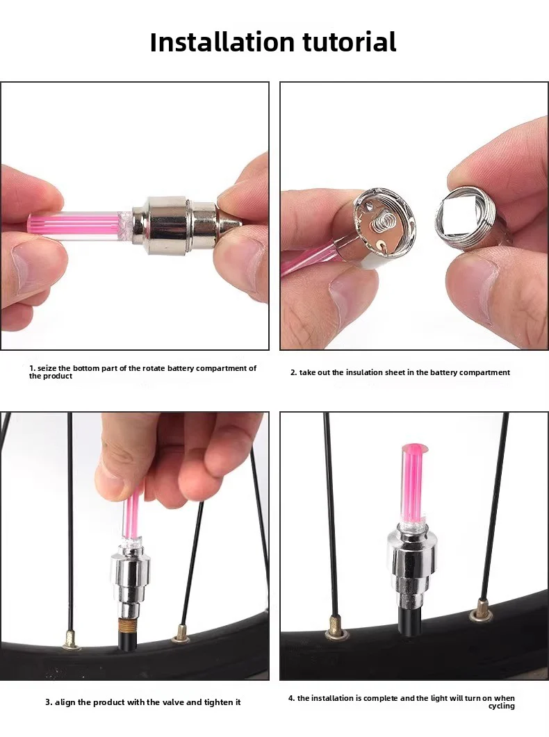 Bicycle valve lights, mountain bike equipment hot wheels, tire flash lights