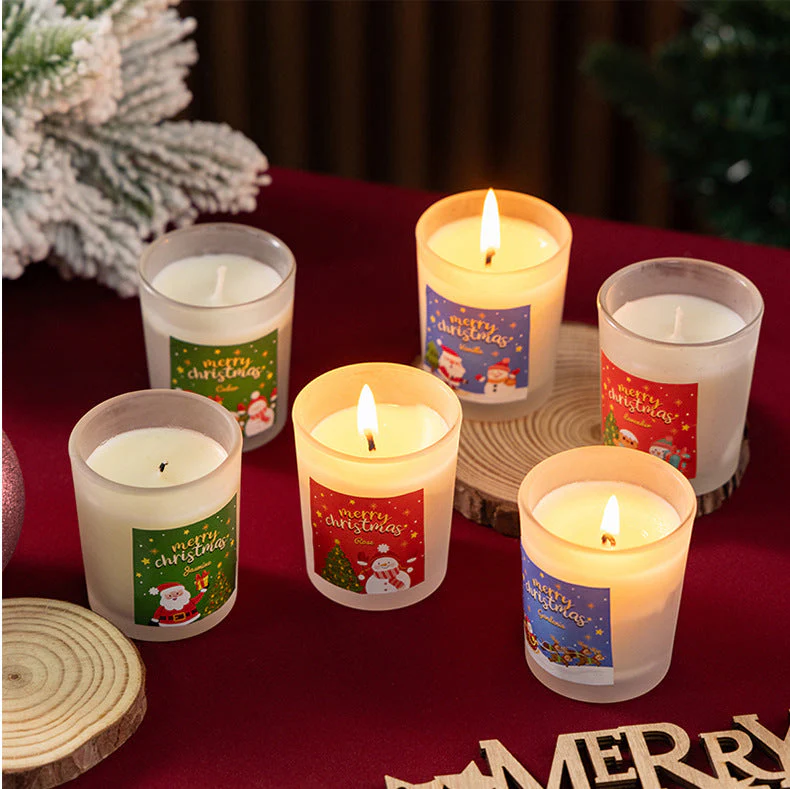 Atmosphere-Christmas glass plant soy wax scented candle gift box, long-lasting scented candles at home