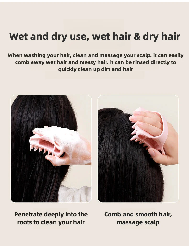 Massage Brush for Scalp, Silicone, Shampoo Brush, Improves Blood Circulation of the Scalp, Perfect for Relaxation, Hair Washing Brush, Hair Gro