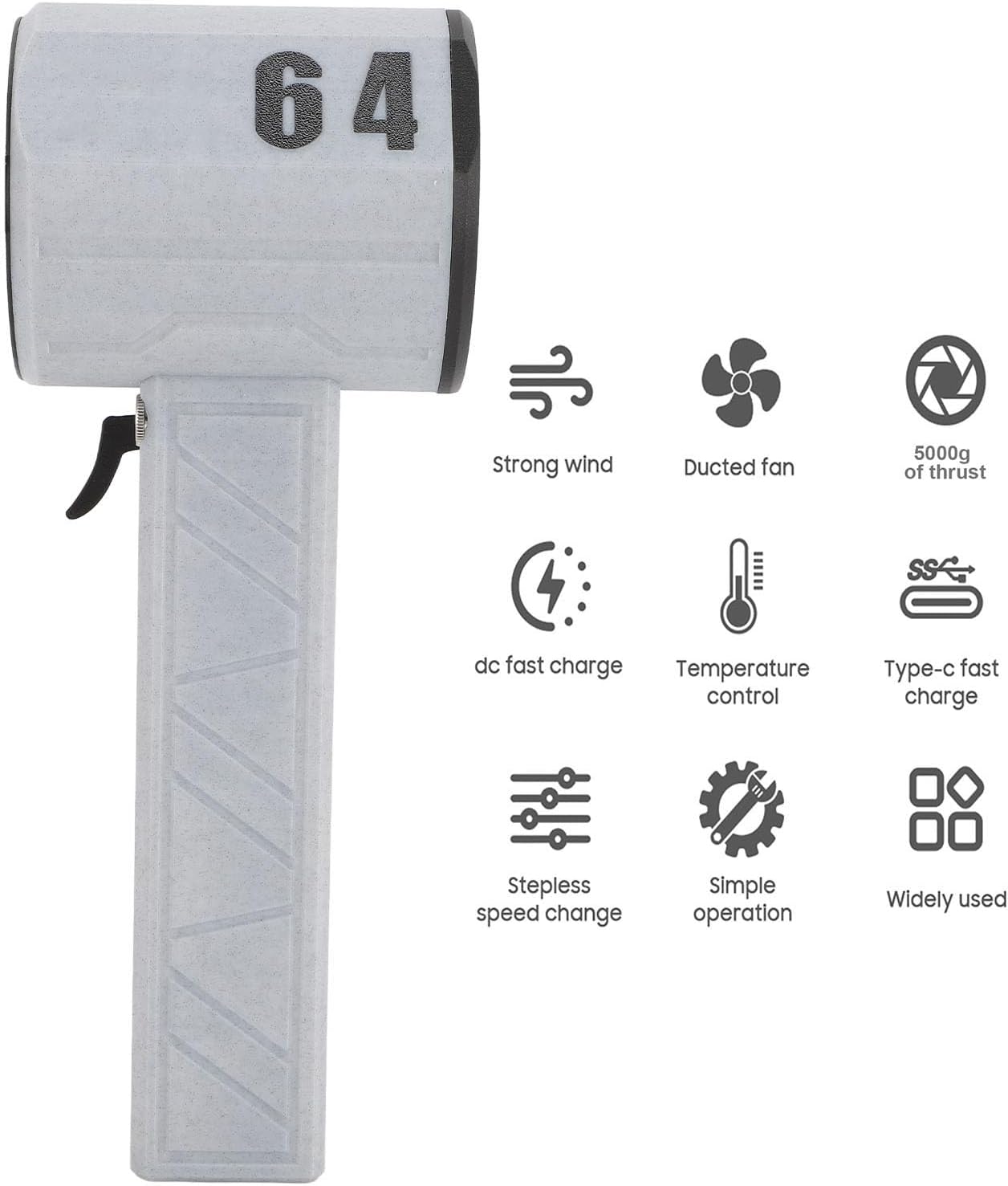 Compressed Air Duster, 1000000RPM Electric Air Duster, 64mm Ducted Brushless Motor Jet Dry Blower, Rechargeable Cordless Jet Dust Removal Blower for Car and Home