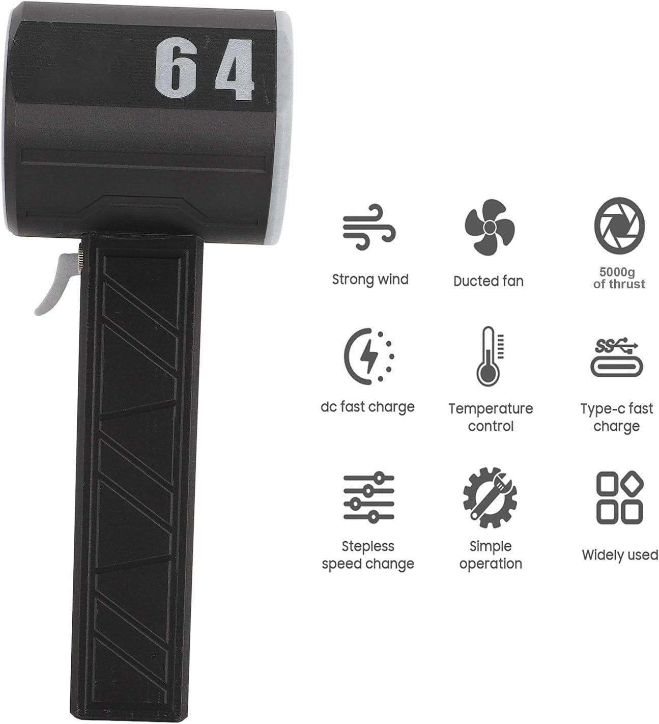 Compressed Air Duster, 1000000RPM Electric Air Duster, 64mm Ducted Brushless Motor Jet Dry Blower, Rechargeable Cordless Jet Dust Removal Blower for Car and Home