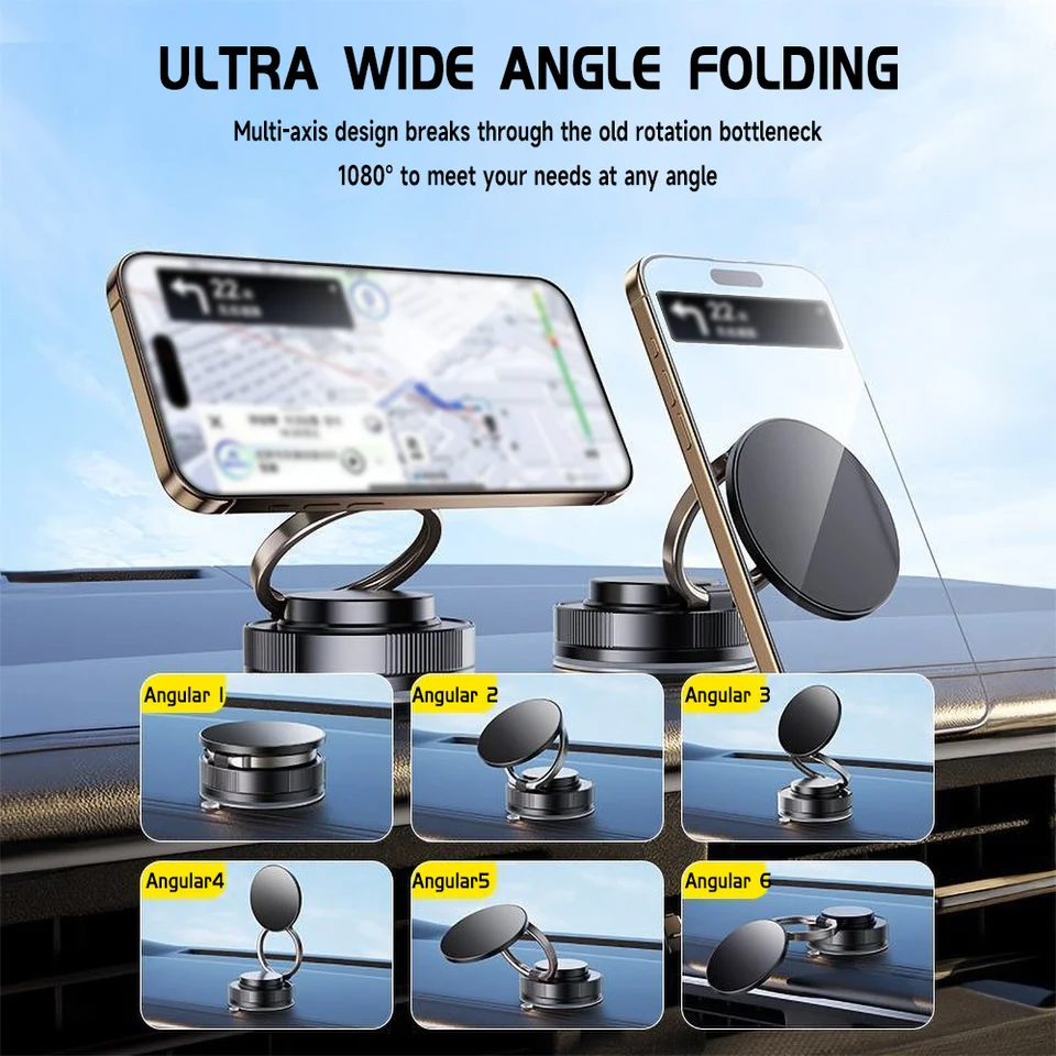 360° Rotating Magnetic Phone Holder Car Dashboard Mobile Cell Support GPS Foldable Phone Bracket For iPhone Android Smartphone