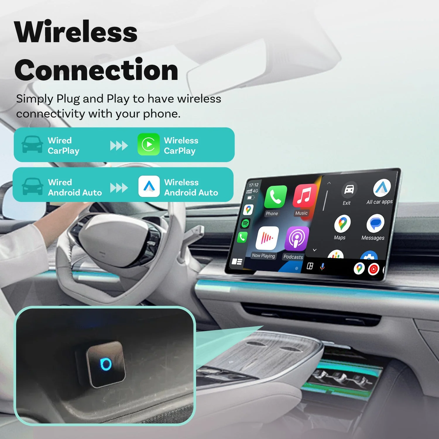 Mini 3.0 Ultra Cube wireless CarPlay Android Auto Adapter