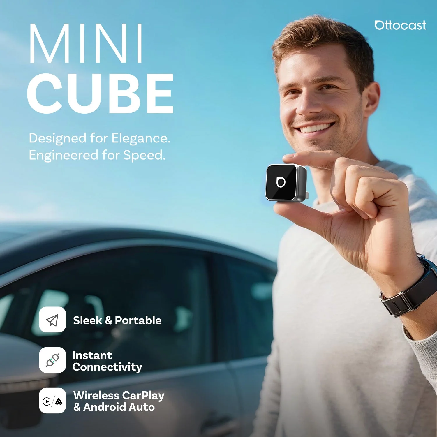 Mini 3.0 Ultra Cube wireless CarPlay Android Auto Adapter