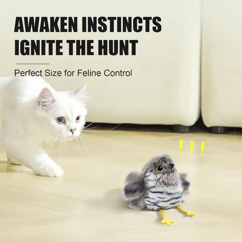 Rechargeable Flapping Bird Cat Toy – USB & Motion‐Activated Chirping Sparrow